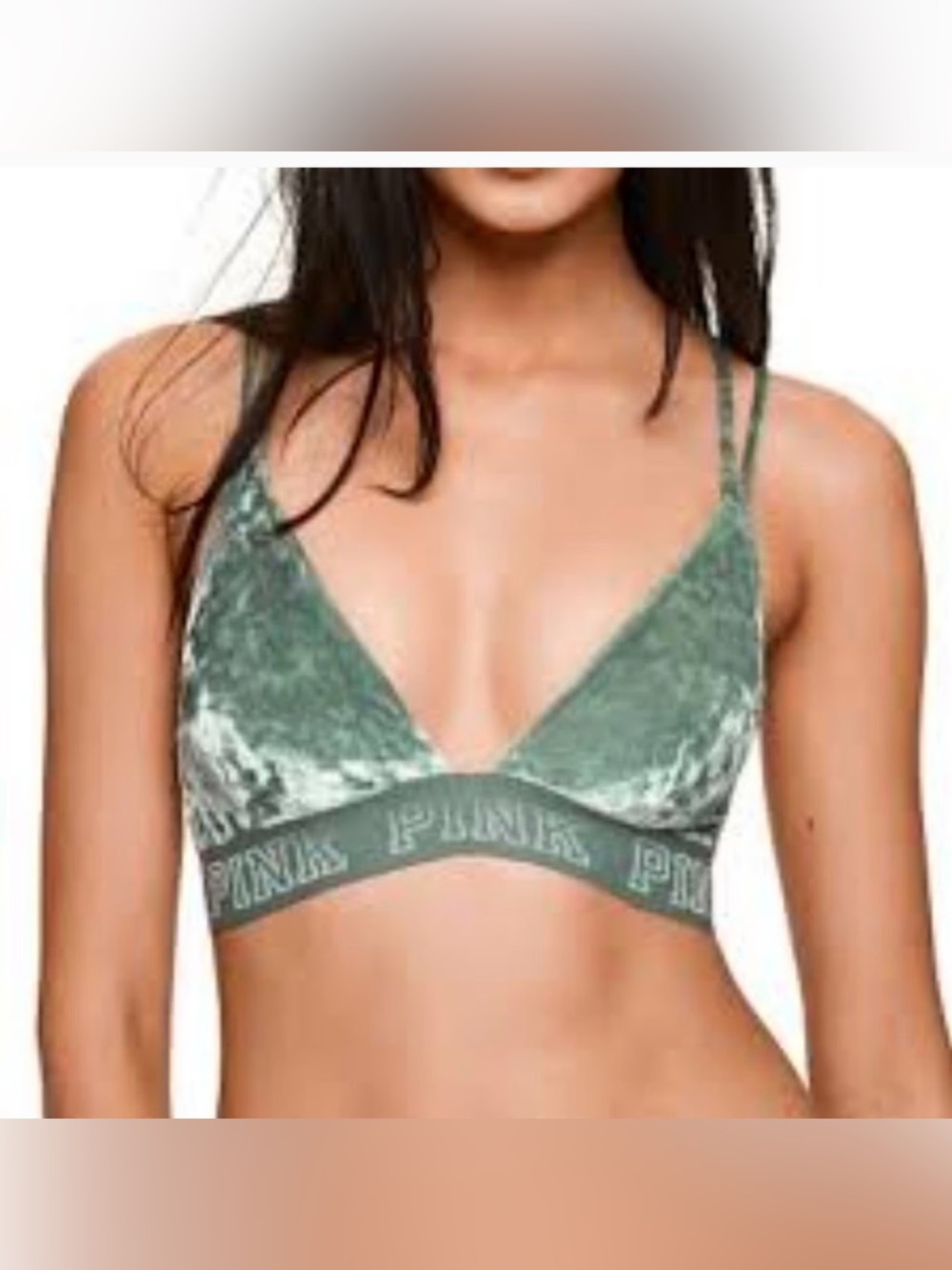 Victoria's Secret PINK sage green crushed velvet bralette